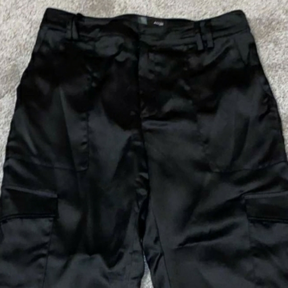 Aqua Satin Cargo Jogger Pants - Picture 3 of 13